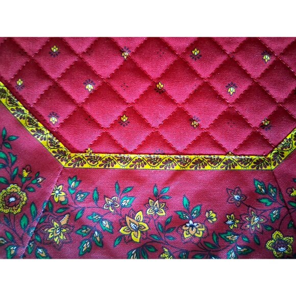 Set 4 Tissus Toselli Quilted Octagon Placemats Dark Red Floral Design 14" NOS - Picture 2 of 9